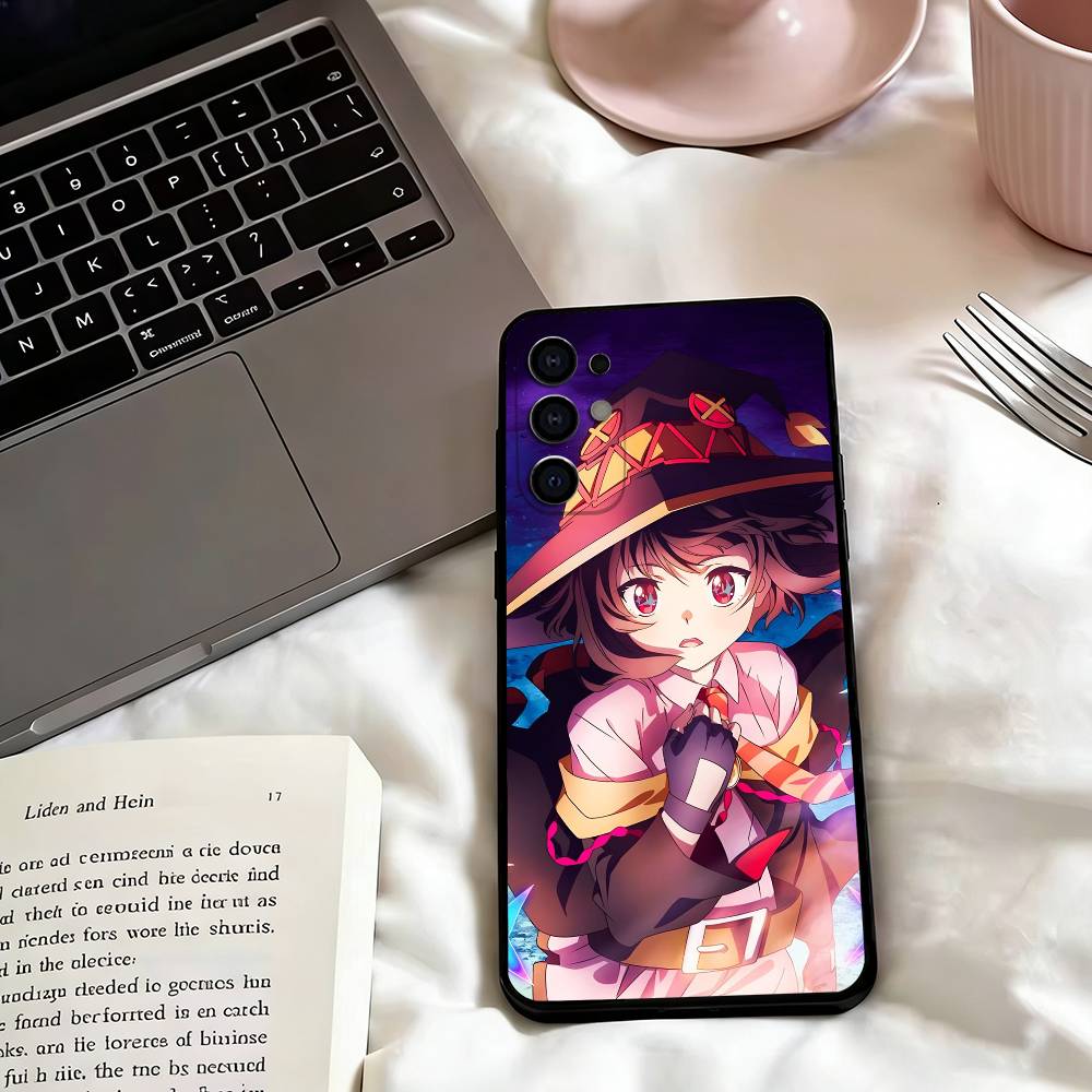 Megumin-n Anime KonoSubaS-S Phone Case Black Silicone Soft For Samsung S25,S24,S21,S22,S23,S30,Ultra,S20,Plus,Fe,Lite