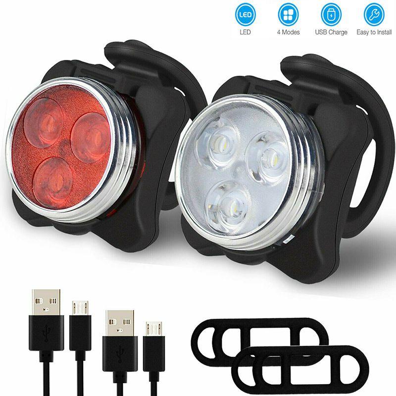 Usb Rechargeable Waterproof Ipx4 Bike Light Set For Safe Night Riding**