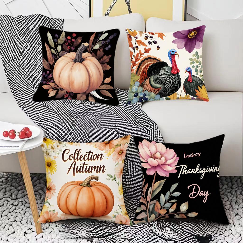 Thanksgiving Festliche Atmosphäre Kürbiselemente Digitale Buchstabenbedruckte Kissenbezüge Umarmungsdekoration Wohnzimmer Heimkissenbezüge