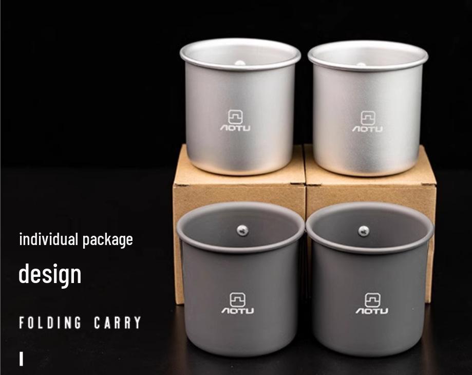Aluminum Folding Camping Cup, Lightweight and Boiling Water Safe