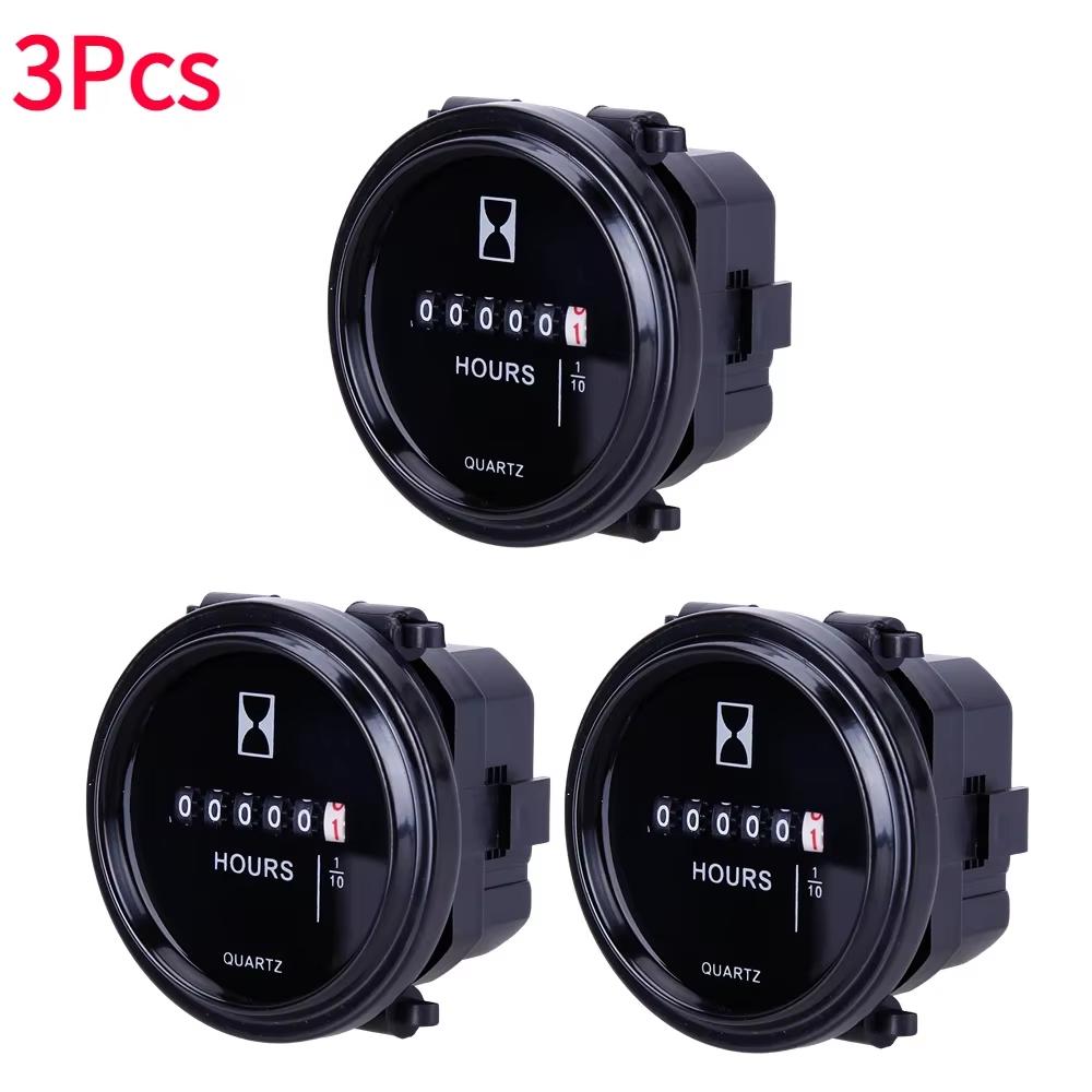 12v 24v 36v Hour Meter for Marine Boat Engine 2" Round Waterproof Gauge Motorcycle Car Truck Mechanical Hour Meter Counter Timer