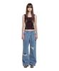 Lotaib Damage Semi-Bootcut Denim Pants - Mid Blue