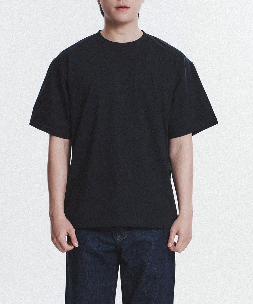 Yunaitideuaeseul 18-Count Cotton Jersey Plain Short Sleeve T-Shirt_Black