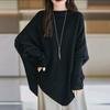 Women's Thin Knitted Batwing Sweater Loose Boat Neck Irregular Sweater Autumn Winter Soft Stretchy Knitted Top