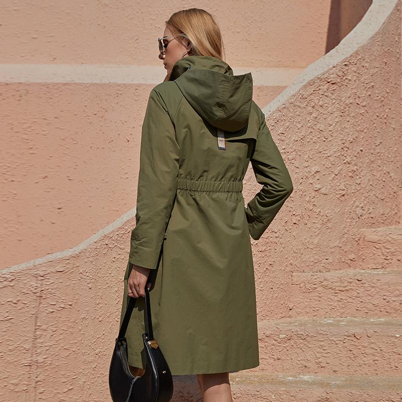 Cortavientos ZIAI primavera casual todo fósforo cintura elástica otoño moda anti-envejecimiento suelta cubierta carne abrigo largo