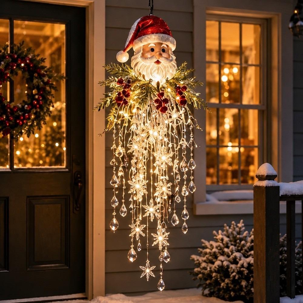 LED Snowflake Waterfall Hanging Decoration Christmas Door Hanger Xmas Front Porch Decor