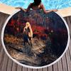 Horse Round Beach Towel,Wild Horse Beach Blanket Shawl Soft Microfiber Cowboys Western Farmhouse Rustic Theme Towel For Picnic