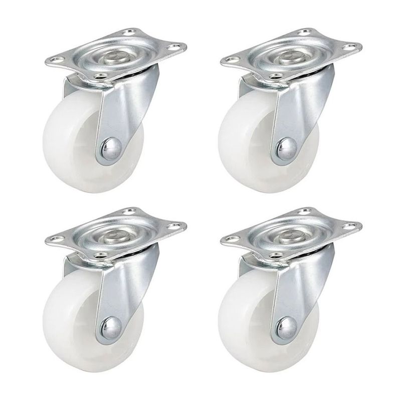 1/2/4Pcs Heavy Duty Caster Wheel 360 Degree White Nylon Rubber Furniture Roller 1/1.25/1.5/2/2.5/3inch Furniture Carts