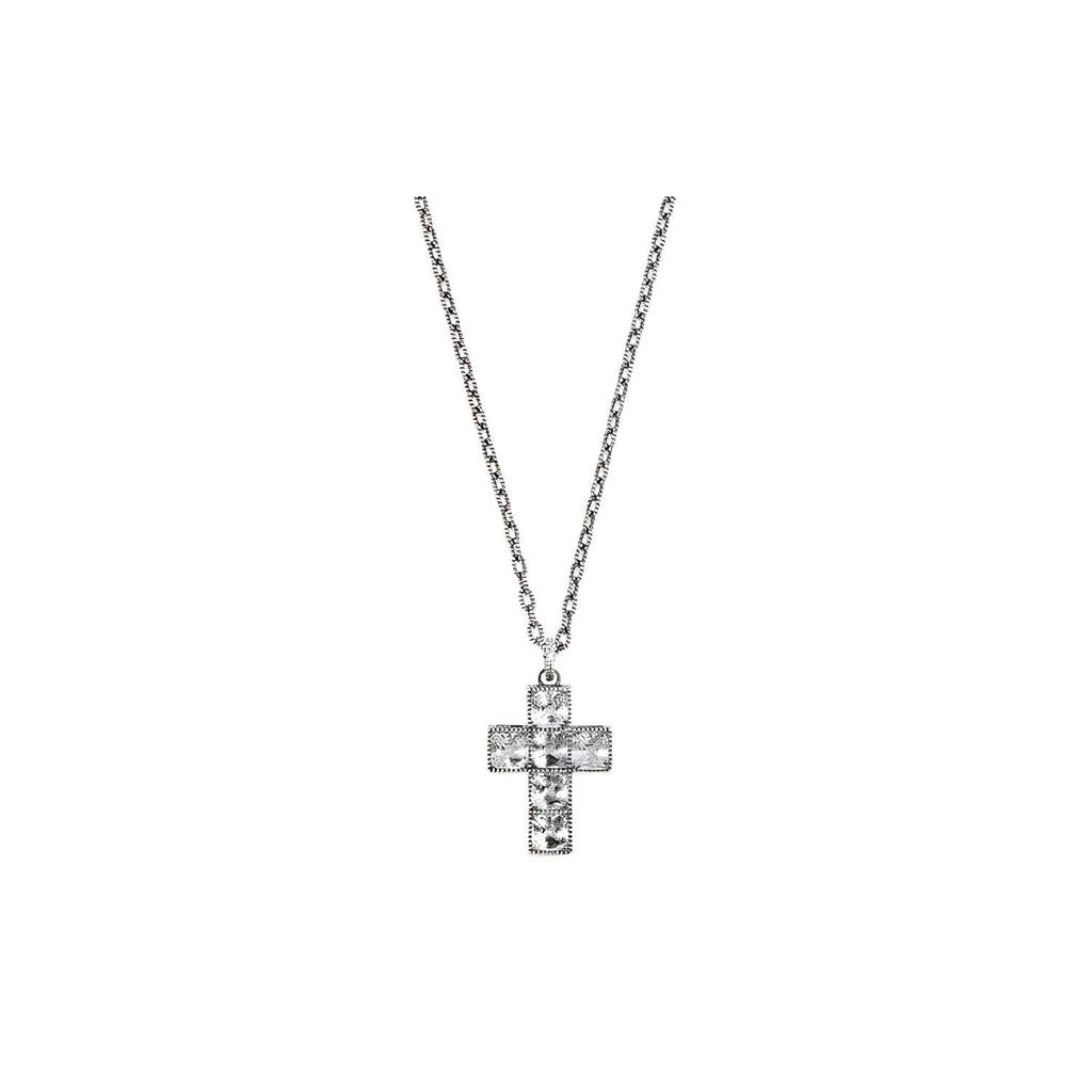 Gucci Cross Pendant Necklace Silver Antique Finish Women necklace YBB550207001