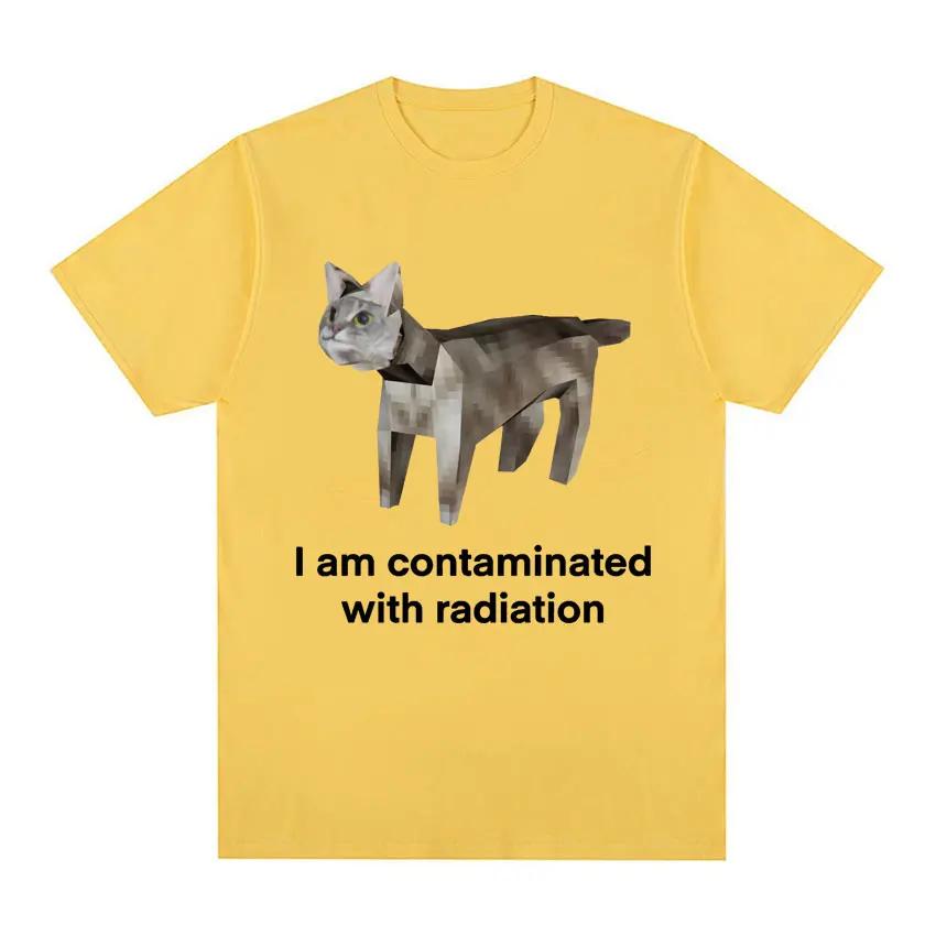 Ich bin kontaminiert Lustige Katze Meme T-Shirt Sommer Herren Damen Kleidung Humor T-Shirts Reine Baumwolle Lockeres Oversize T-Shirt Streetwear