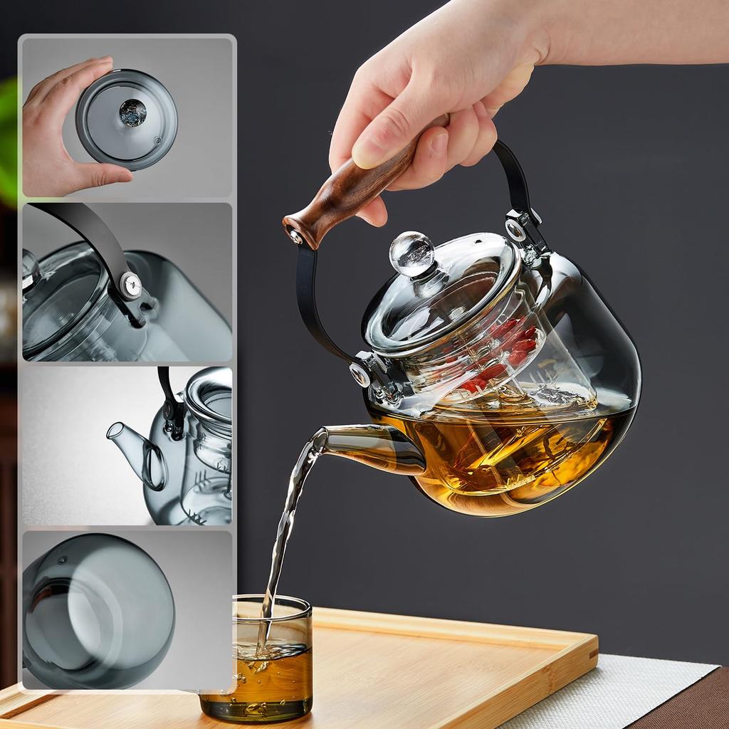 Pokaro Čajová tepelně odolná skleněná konvice, Rychlovarná konvice, Stylová, Čajová konvička, Čajová konvice, Průhledná skleněná konvice