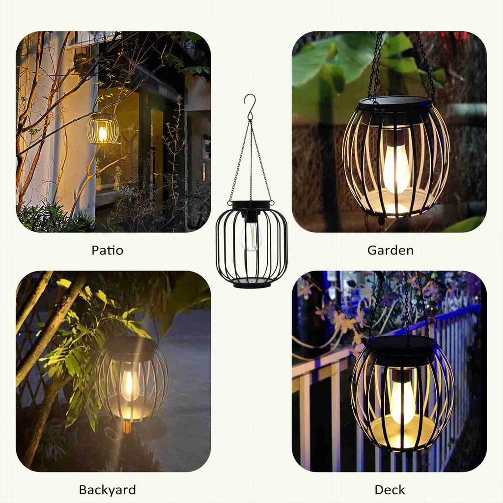 Solar Outdoor Lights Hanging Solar Lantern Metal Solar Lights Outdoor Water Resistant Solar Lights Lamp for Outside