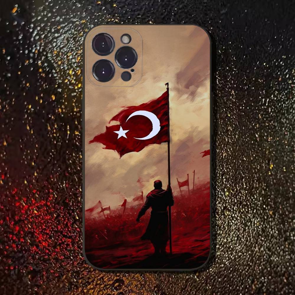 Turkey Turkish Flag Phone Case For iPhone 17,16,15,14,13,12,11 Plus,Pro Max,XS,X,XR,SE,Mini,8,7,Soft Silicone Black Cover