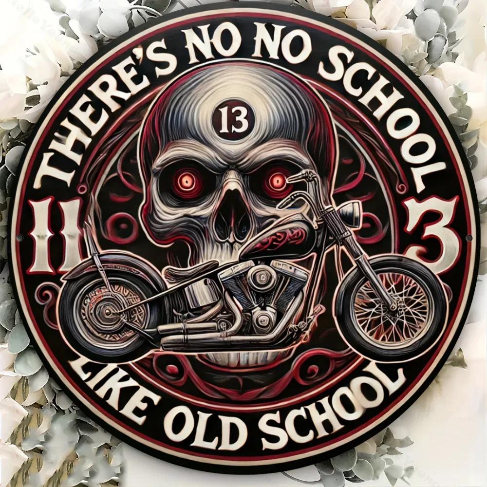 Vintage Skull and Motorcycle Metal Sign. Aluminum Wall Art, Durable Novelty Decor for Garden, Bar, Office, Holiday Decorations.