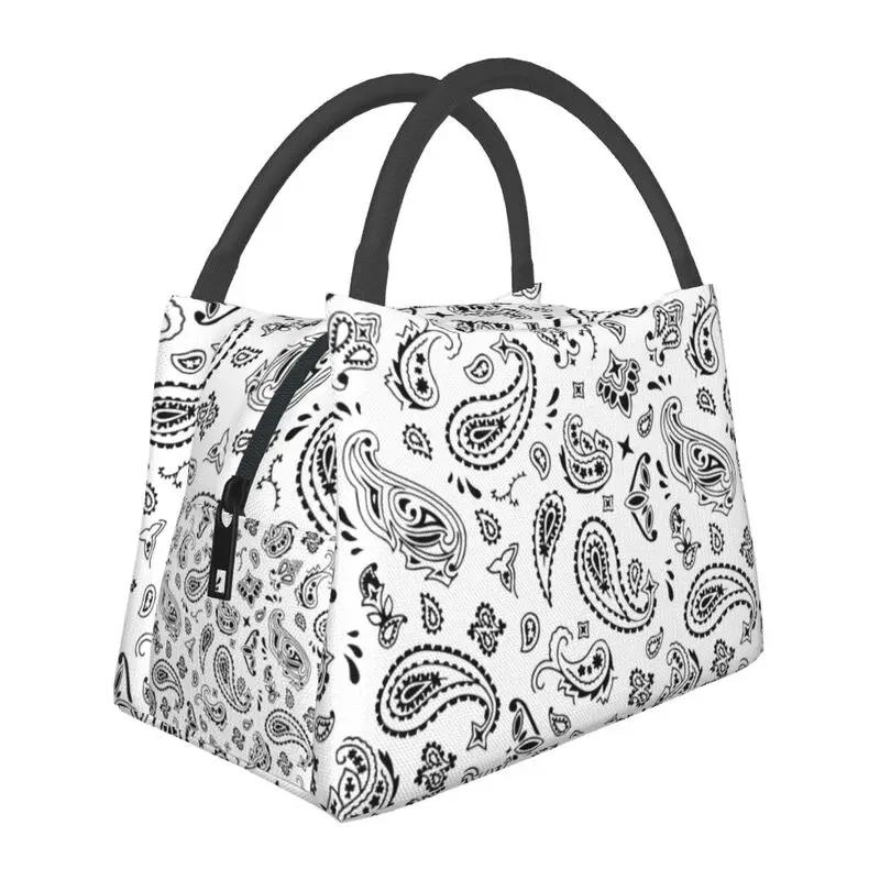 Custom Bohemian Style Bandanna Paisley Floral Print Lunch Bag Men Thermal Cooler Insulated Lunch Boxes for Picnic Camping