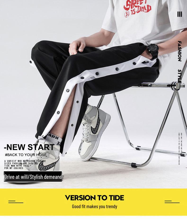 Pánské přeshraniční sportovní snap jogger kalhoty - Ležérní volný střih pro jaro a podzimní basketbalový trénink