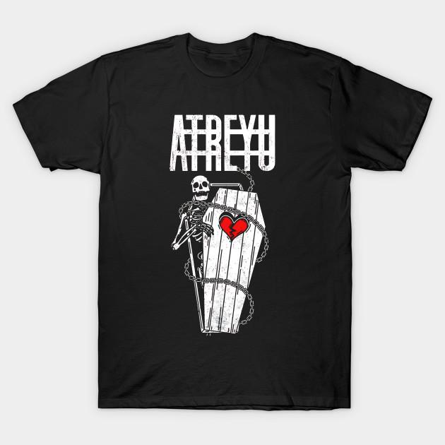 

Men Black Print T-shirt Atreyu Band No-Cut Transfer Paper Print Cotton Tshirt 2XL чорний