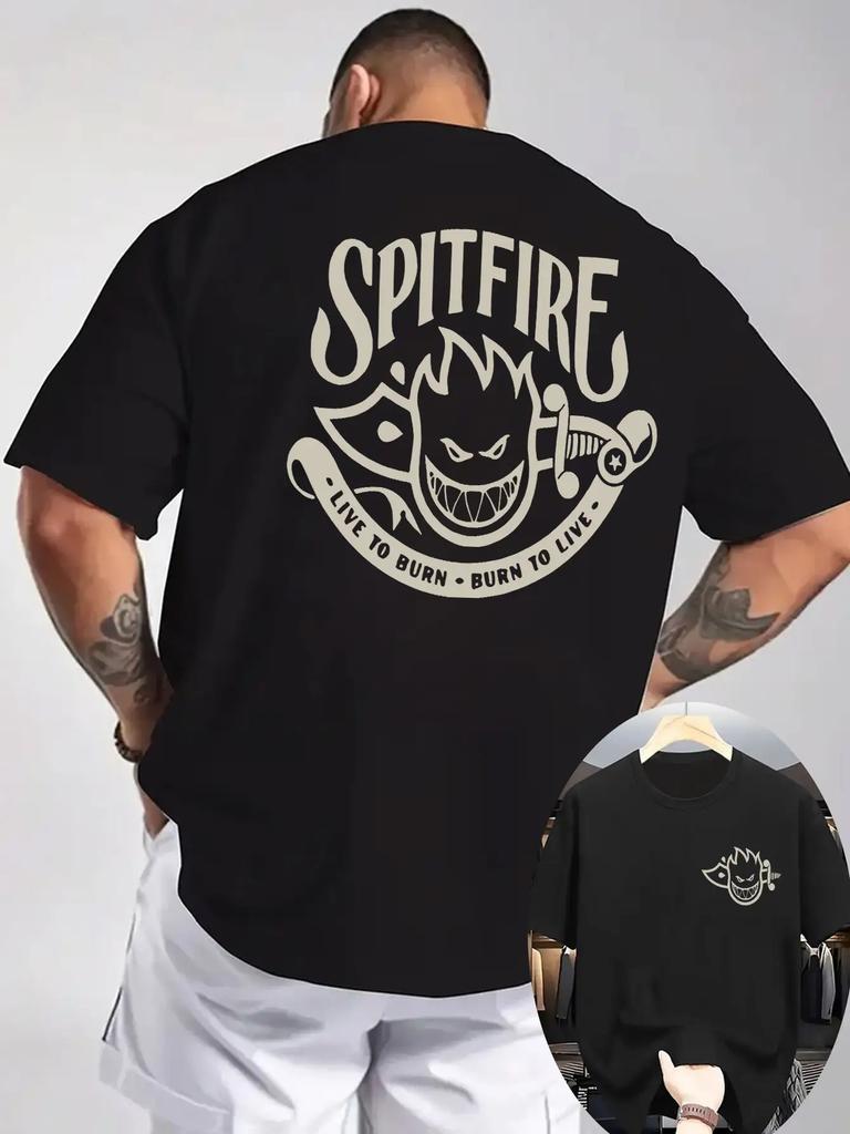 SPITFIRE Burns To Live Print Classic 100 Cotton Men Woment Tshirt Summer Autumn Daily Sports Party Casual Loose Short Sleeve