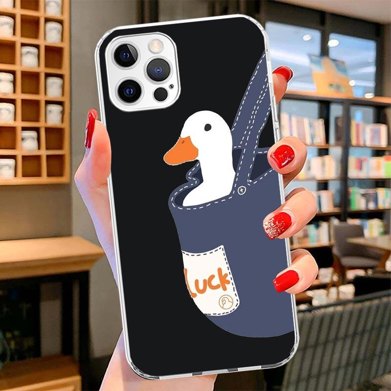 Cartoon Duck Goose Game Cover Phone Case For iPhone 16 17 Air 15 14 Pro Max 16E Phone Case 13 Mini 12 11 7 SE 8 Print Pattern Fi