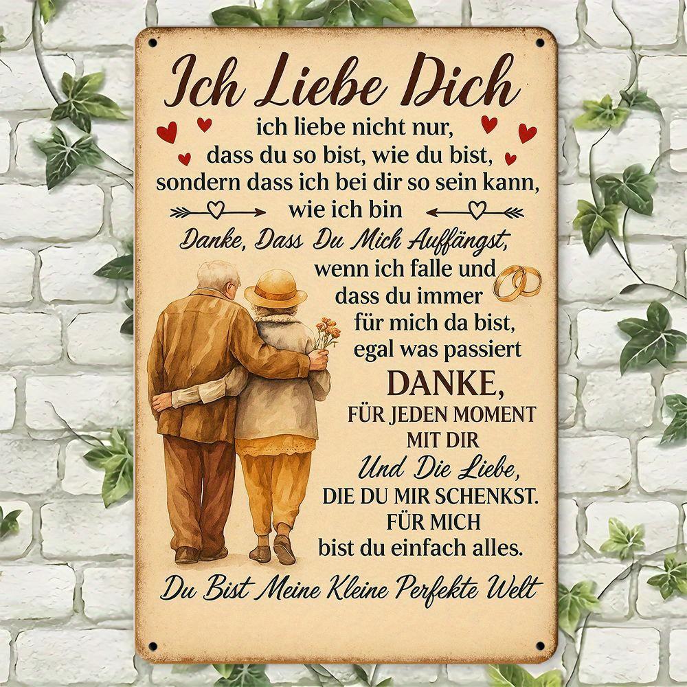 

Металлическая табличка с немецким стихотворением о любви - 20x30см Я люблю тебя Винтажный декор для романтических мест чистый
