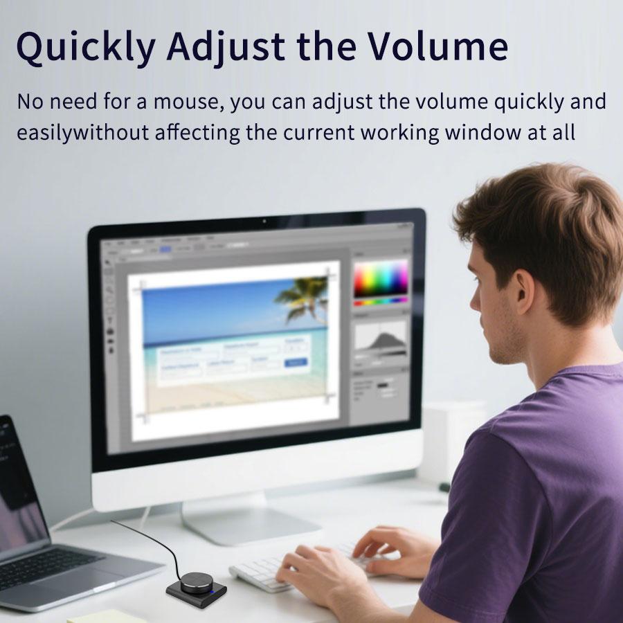USB Computer Volume Controller Adjuster PC Speaker Audio Volume Control 2 Mode Multimedia Control with USB Cable For Win/Mac IOS