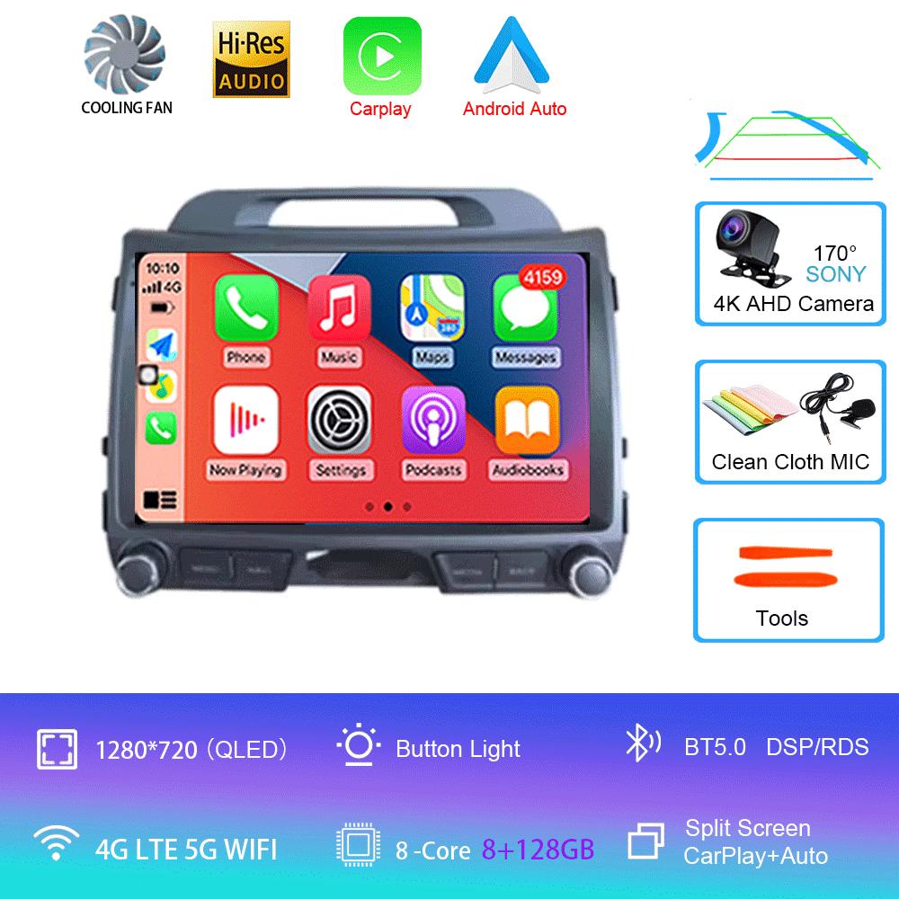 Android 14 For KIA Sportage 3 2010 - 2016 Car Multimedia Player GPS Navigation 9Inch QLED TouchScreen Wireless Carplay WIFI 4G