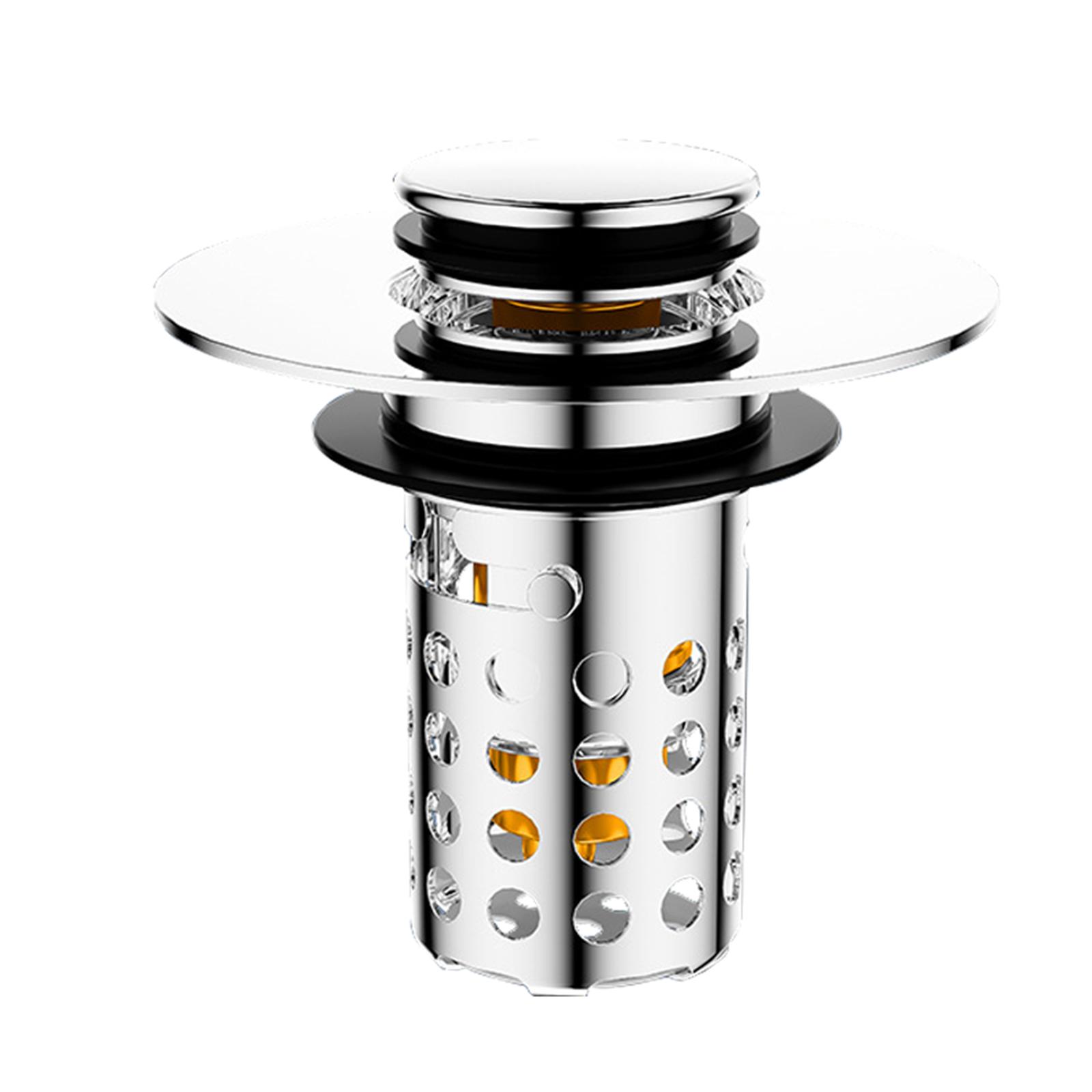 

Upgraded 4-in-1 Bathroom Sink Strainer, Universal Up Sink Stopper With 2-Layer Detachable Hair Catcher Filter Basket, Fit 1.1-2.36 US Basin, Anti-Cl One Size