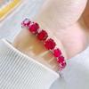 Silver-Plated Diamond Simulated Sapphire & Ruby Bracelet for Women with Inlaid Corundum & Blue Spinel.