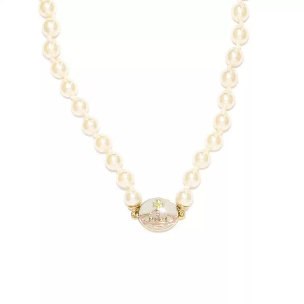 Empress Dowager Cixi Enamel Buckle Pearl Necklace: Sweet Cool Clavicle Chain