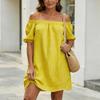 BITCED Women's Fashion Summer Spring Solid Color Print Short Sleeve Casual Dresses