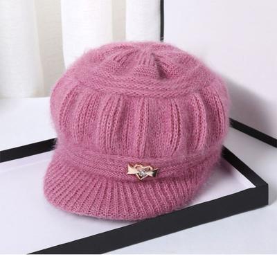 Coral Fleece Winter Hat Beanies Women's Knitted Hat Keep Warm Wool Knitted Hat Peaked Cap Double Layers Protection Caps