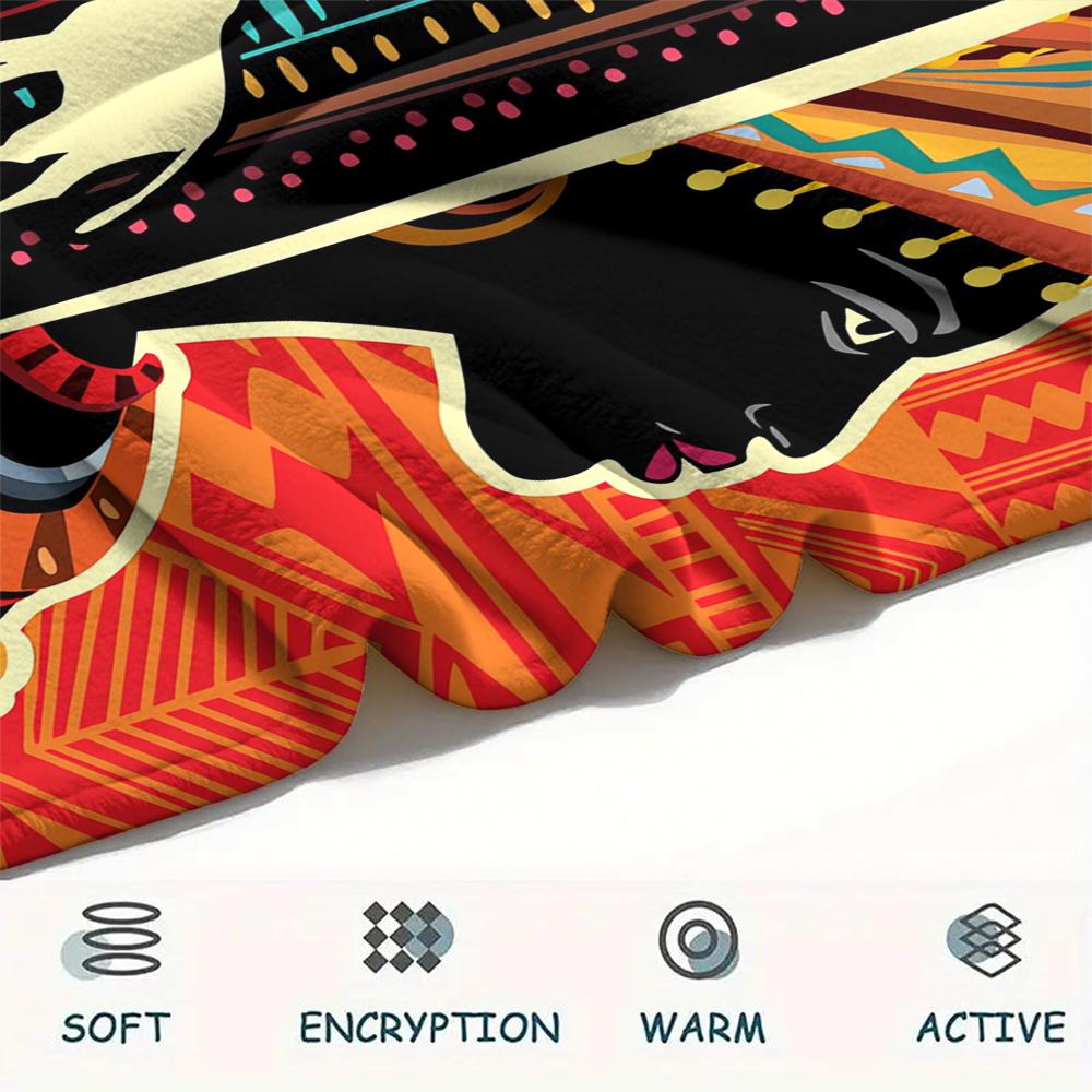 1Pc African Woman Print Flannel Blanket, High Quality Comfortable for All Seasons, Home Decor, Warmth and Comfort, Perfect for Christmas Gifts