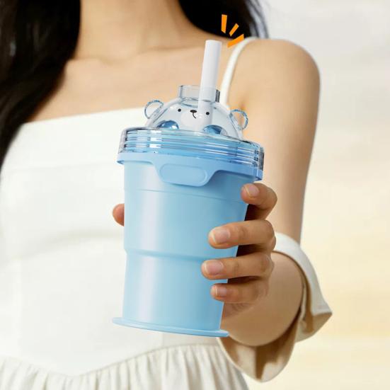 2-in-1 Collapsible Silicone Ice Ball Maker Cup Portable Ice Cube Bottle