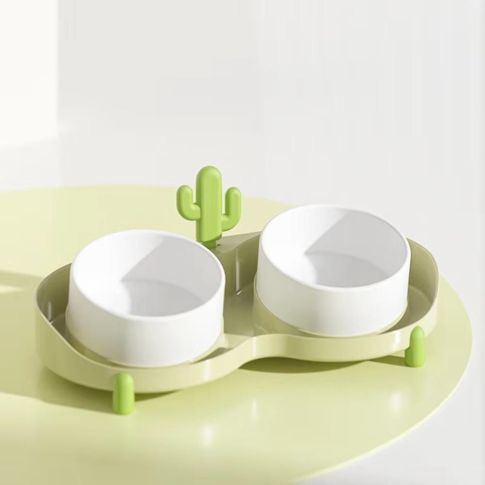 

Anti-knock Dog Food Container Tilt Design Cat Double Bowl Practical Cat Drinking Bowl Puppy