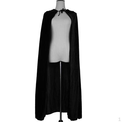 Velvet Cloak with Hood Long Cape Costume Halloween Adult Unisex - Black, As Described