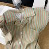 Korean simple contrasting striped pajamas women's new summer loose lazy short-sleeved shorts loungewear two-piece set