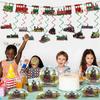 party greeting 109Pcs Train Birthday Party Supplies Includes Steam Train Party Plates Napkins Fork Retro Train Banner Hanging Ceiling Swirls for