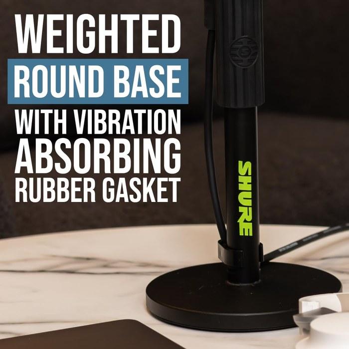 Shure by Gator Microphone Stand – Desktop Straight Type with Vibration-Absorbing Round Base SH-DESKTOP1 – Black
