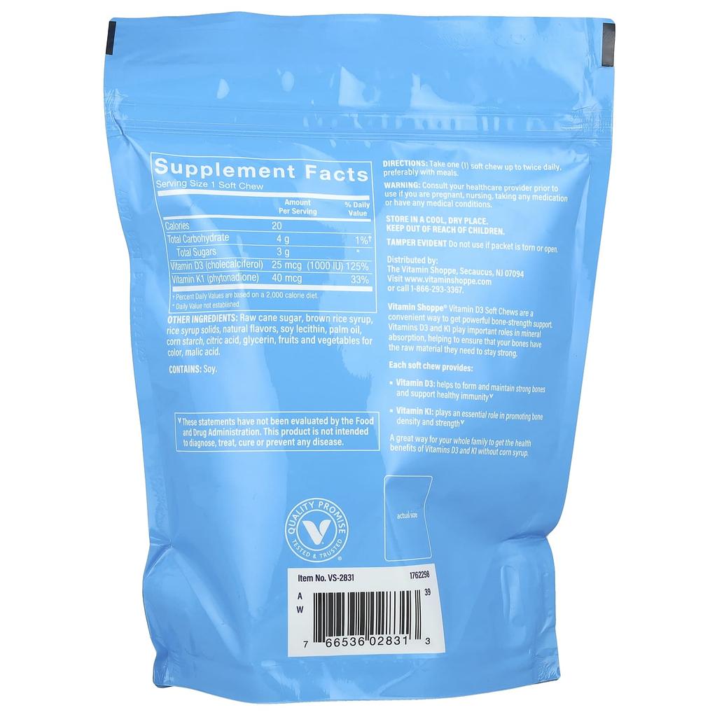 Vitamin D3, Mixed Berry, 25Mcg (1,000Iu), 60 Soft Chews