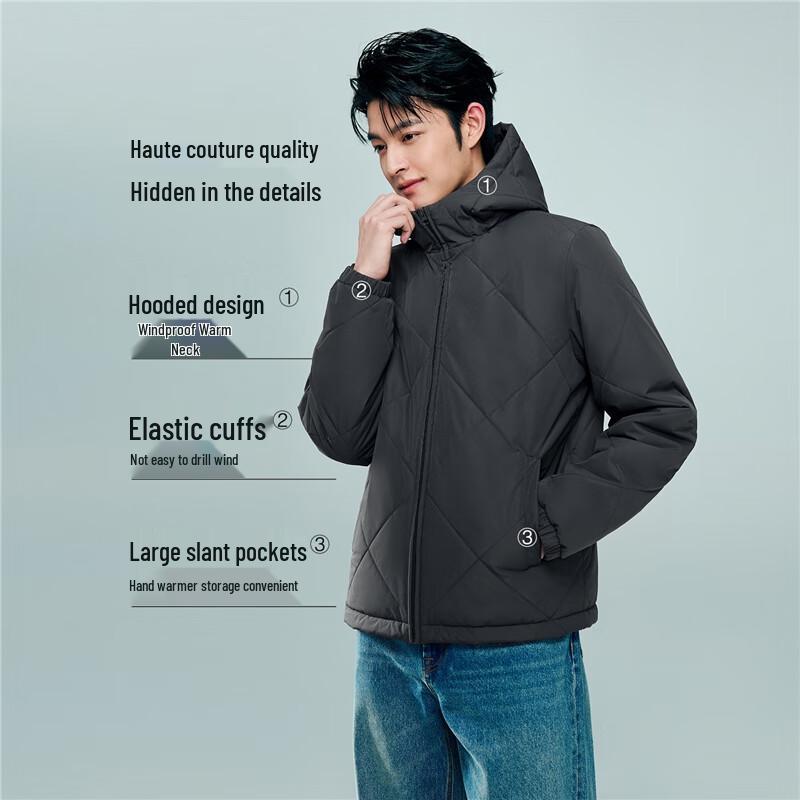 Giordano Men's Quilted Hooded Padded Jacket