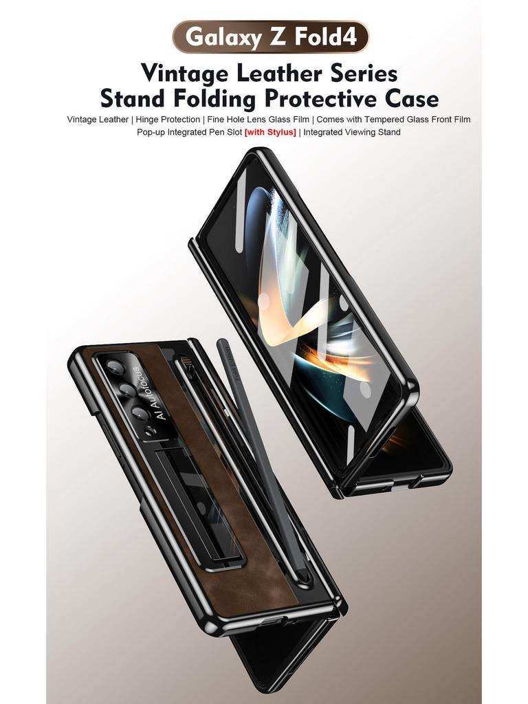 Samsung Z Fold4/5/6/7 Full Coverage Case: Includes Pen Case, Film Hinge, and Foldable Screen Protection.