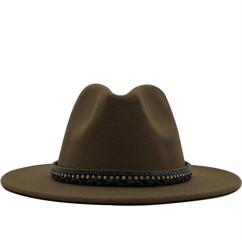 Women S British Style Cashmere Large Brim Fedora Hat 56 58cm
