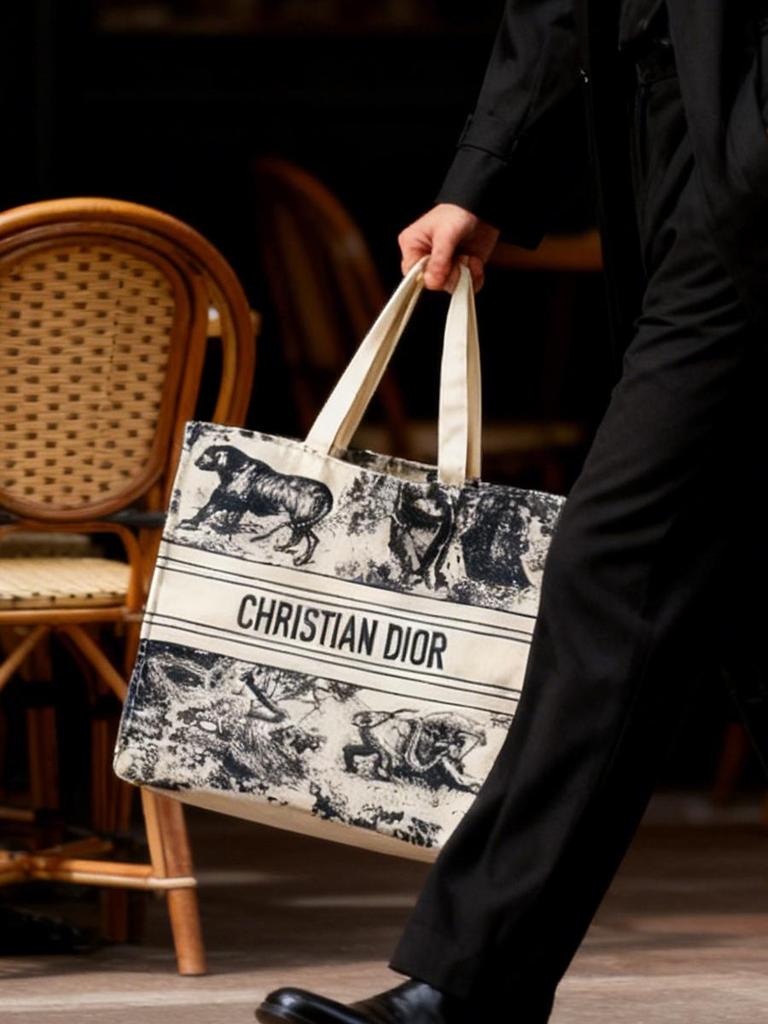 Beige Jungle Print Christian Dior Tote Bag Brand Beauty Accessory, Large Shoulder Handbag Women Travel Cosmetic Storage Purse