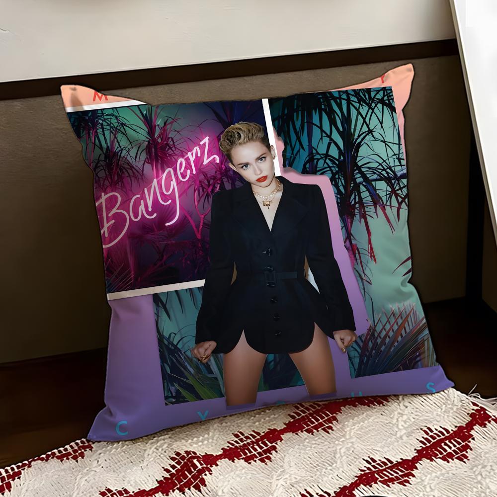 American Singer Miley Cyrus Cushion Cover Reversible Soft Durable Pillow Cover Home Car MultiScene Use for Daily Comfort
