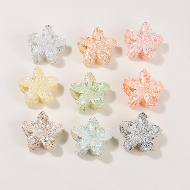 Glitter Flower Hair Clips-Transparent Acrylic Multi-color Fashion Party Hair Accessories with Carton Packaging for Women