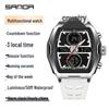 Sanda Dual Display Waterproof Barrel-Shaped Electronic Watch with Alarm for Students and Parties