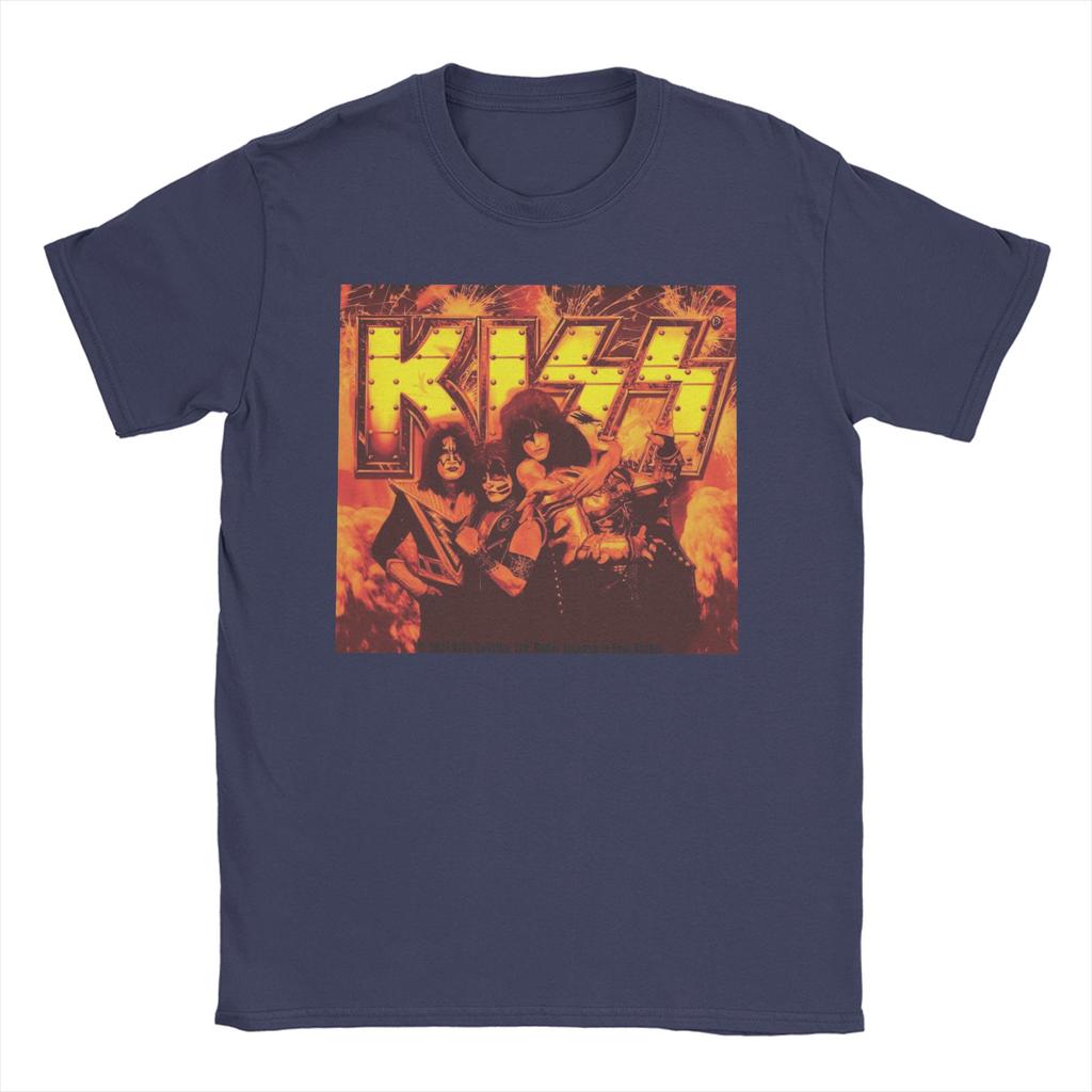Harajuku T-Shirt Summer Ace Frehley Spaceman Kiss Band Popular T-Shirts  Pure Cotton Tshirt Men Fun Pattern Short Sleeve Top Tee