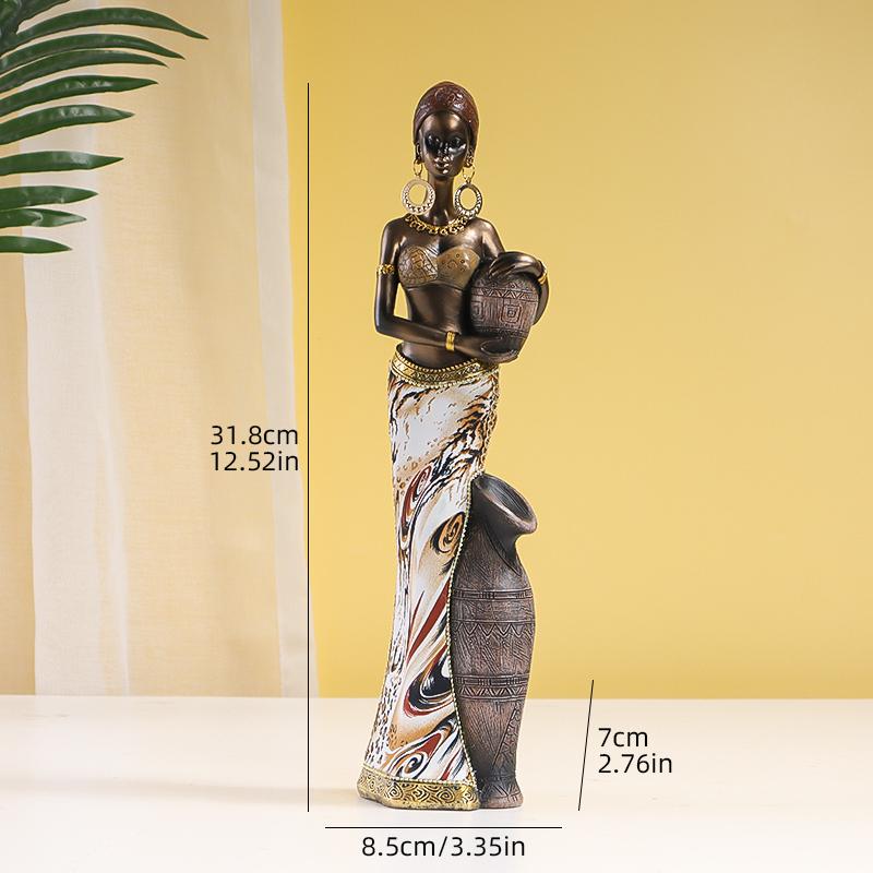 Retro African Style Resin Craft Figurines, Black Woman Art Sculpture for Bedroom, Living Room, Bar Cabinet, and Entryway Decor
