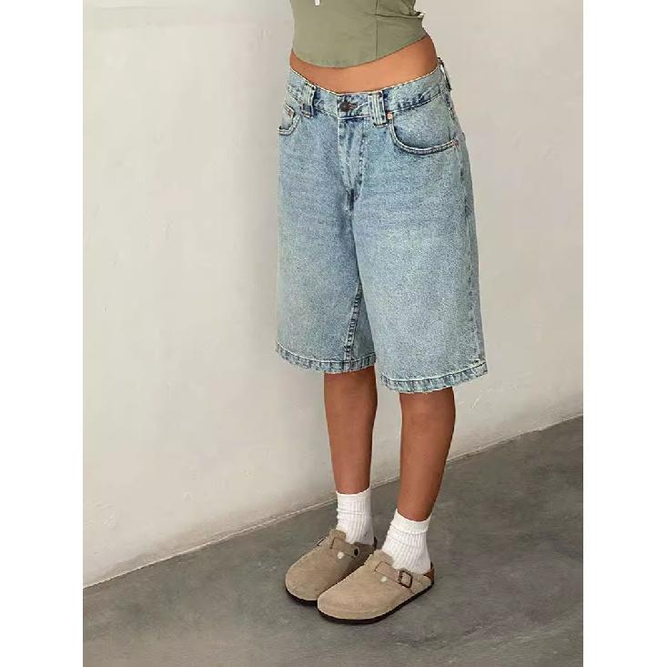 2026 New Women s Casual Slim-Fit Non-Stretch Slimming Fashionable Versatile Denim Shorts S светло-синий