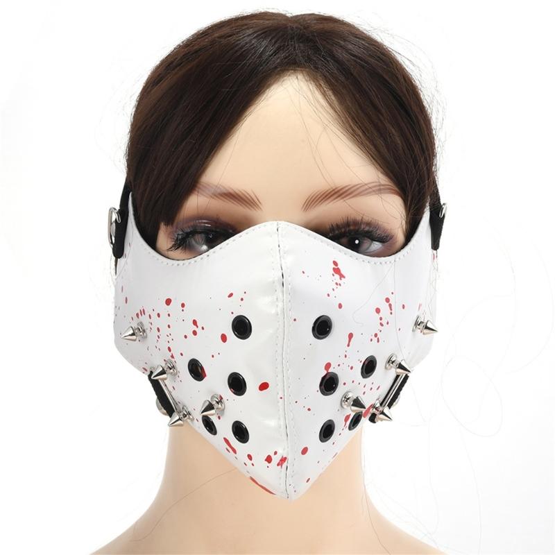 Rivet Spikes Leather Mask Cosplay Mask Motorcycle Biker Half Face Mask Anti Dust Sports Mask Masquerades Mask Women Men